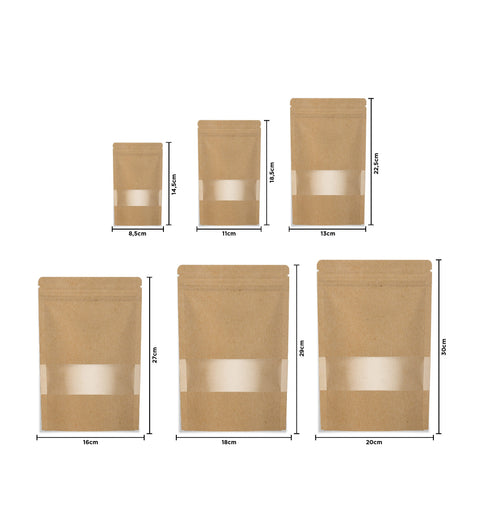 Baskısız Pencereli Kilitli Kraft Doypack